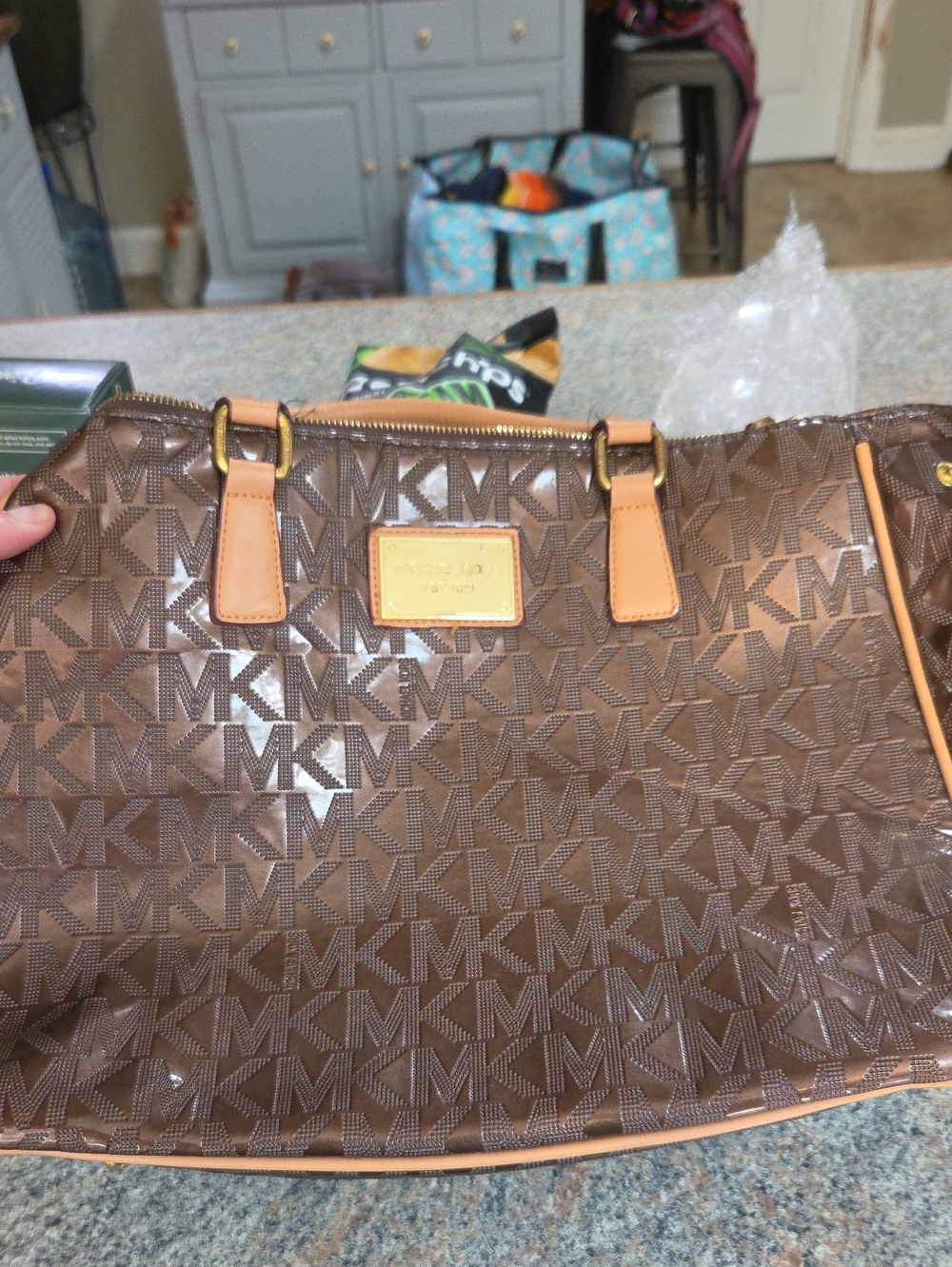 Michael Kors Brown & Tan Logo Satchel